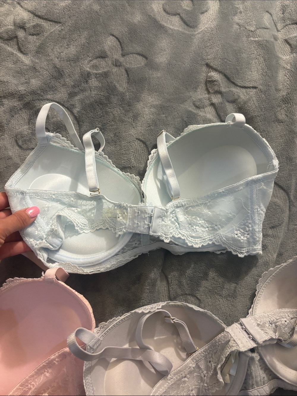Women's Lace Push up Bra - Pink, Light Blue, and Grey size 36C - Picture 5 of 6